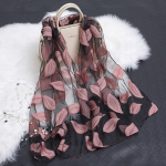 Kevad-suvi uus p&auml;ikesekaitsekreem siidist sall L&otilde;igatud lilledega sall Rose Jacquard sall Silk Organza Leaves-Hide Powder