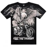 Disainer meeste Cool Eagle Catch Hold of Motorcycle Printing 3D T-s&auml;rk Euroopa soodusm&uuml;&uuml;k l&uuml;hikeste varrukatega puuvillane T-s&auml;rk XS must