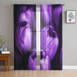 Kevadised tulbid lihav&otilde;ttep&uuml;ha emadep&auml;eva lilled t&uuml;ll l&auml;bipaistvad kardinad elutuppa Kodu K&ouml;&ouml;gisisustus Magamistoa aken l&auml;bipaistvad kardinad 1 PCS W100XH250cm