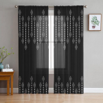 Bohemia Mandala Retro lillemustriga etnilised l&auml;bipaistvad voile kardinad magamistoas elutuppa K&ouml;&ouml;k Luksuslikud t&uuml;ll organza kardinad 1 PCS W100XH250cm