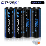 CITYORK AA aku 1,2 V AA laetavad akud 3000 mAh 1,2 V Ni-MH originaal aa akud kaamerale, m&auml;nguasjadele