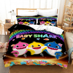 3D-lastetuba Multifilmi tr&uuml;kkimine voodipesukomplekt Baby Shark tekikate padjap&uuml;&uuml;r 2/3 t&uuml;kki DE100 * 135 t&auml;issuuruses dekoratiivne tekikate Baby 100x135cm