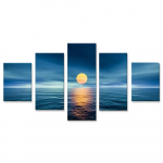 L&otilde;uend HD-prindiga maal Modulaarsed pildid Kunstplakat 5 paneeli meri T&auml;iskuu maastik Sein Moodne kodukaunistus elutuba 20x35cm*2 20x45cm*2 20x55cm*1