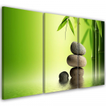 Kolmeosalise pildil&otilde;uendi print GREEN Stones Bamboo Zen 60x40 roheline