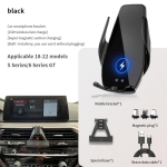 Autotelefoni hoidik BMW 5. seeria 6GT 525i 530i 540i F10 F11 F18 G30 G31 G32 G38 juhtmevaba laadimisekraaniga mobiiltelefoni jaoks for 5 6 Series 18-22 black