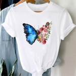 (Aasia suurus) L&uuml;hikeste varrukatega triiks&auml;rk Flamingo Beach Flower Trend 90ndate moodne t-s&auml;rk Naiste riietus vabaajaprinteriga naiste graafiline T-s&auml;rk S