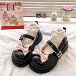 Bowknot Lolita kingad naiste pandlaga platvorm naistele Jaapani stiilis lakknahast Jk kingad 38 must