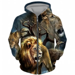 Kevads&uuml;gis Meeste T&otilde;mblukuga kapuutsiga dressipluusid 3D Animal Lion Beast Printing Kapuutsiga Pullover Mood Jakk vabaaja spordir&otilde;ivad 5XL