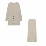 Kootud kolmeosaline komplekt, vest ja pikad p&uuml;ksid, naiste V-kaelusega kampsun mantel naiste s&uuml;gis 2023, avarad p&uuml;ksid 28657 4XL