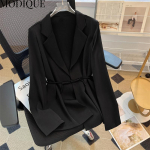 MODIQUE s&uuml;gisene suures suuruses uus naiste vaba vabaaja kontori &otilde;huke v&ouml;&ouml;koht &uuml;hev&auml;rviline &uuml;likond Lady Vintage Basics pikkade varrukatega mantel talveks L must