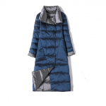 Kahepoolne pikk sulejope Kevad-s&uuml;gisene turtlenkaelusega valge pardisulgede soojad parksid XXXL tumesinine v&auml;rv