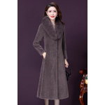 Moekas ema talvine pikk villane mantel Elegantne daami avar mantel 4XL