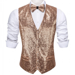 Barry.Wang Meeste Vest Vest Kikilips Hanr&auml;tik Mansetin&ouml;&ouml;bid Jacquard kootud siidist pulma tutvumispeo komplekt S