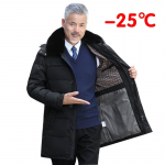 ChiliDay 2020 talvine paks pikk meeste sulejope Luksuslik kvaliteetne karusnahast krae Keskealised meeste vabaaja soojad kapuutsiga sulemantlid XXXXL must