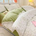 Ins stiilis suvevoodi neljaosaline komplekt puhtast puuvillast pastoraalne tekk lina voodilina voodipesu &uuml;hiselamu kolmeosaline tekikott 2.0m bed sheet model-4PCS
