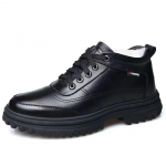 Ehtsast nahast villased meeste puuvillased jalatsid pl&uuml;&uuml;si isolatsiooniga, ehtsast veisenahast kingad, k&otilde;rge paksuse tallaga, libisemisvastased lumesaapad 44 must