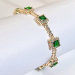 CMM Ilus roheline kuuptsirkooniumoksiid h&otilde;bedane kullaga kaetud moodne ruudukujuline v&otilde;lulink k&auml;ev&otilde;rud naiste k&auml;ev&otilde;rud kuld