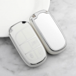 H&otilde;bedane TPU 3/5 nupuga auto v&otilde;tmekaane &uuml;mbris Jeep Renegade Compass Grand Cherokee jaoks Chrysler 300C Wrangler Dodge Car Accessories jaoks 3 Button Key Case valge