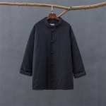 Johnature naiste paksud soojad puuvillased riided vintage, pikkade varrukatega, lahtised &uuml;hev&auml;rvilised mantlid, talvised hiina stiilis parkad One Size hall v&auml;rv