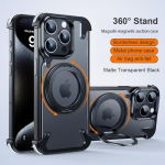 360-kraadine telefoni&uuml;mbris koos s&otilde;rmer&otilde;nga hoidjaga, kokkup&otilde;rkevastase kerge telefonikaanega metallist kaitseraua iPhone 15 pro max jaoks PC iPhone 15 Pro must