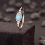 Ethiopian Opal CZ Solid 925 Sterling Silver Rose Gold naiste s&otilde;rmus, pruutneitsi kingitused, k&auml;sitsi valmistatud ehted, abielus&otilde;rmus 5