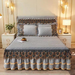 Luksuslik pitstikandid voodilina Paks samet tepitud voodi seelik Queen-size soe pehme pl&uuml;&uuml;sis voodikate, ei kuulu komplekti padjap&uuml;&uuml;r Only 2pcs Pillowcase hall v&auml;rv