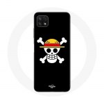 &Uuml;mbris Samsung Galaxy A22 5G One Piece Manga Skull musta taustaga
