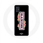 Coque pour Samsung Galaxy A51 Blackpink Groupe de K-pop Logo Noir Rose Fond Noir