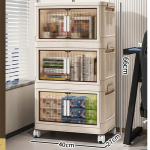 Suure mahutavusega organiseerimiskapp Kahekordse uksega avatud hoiukast kaanega ratastega Virnastatav kokkupandav suupistete sorteerimine riidekapi pr&uuml;gikastid 40cm-3 layer valge