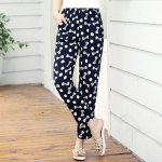 Suures suuruses k&otilde;rge v&ouml;&ouml;kohaga p&uuml;ksid Suvised vintage-printeriga elastse v&ouml;&ouml;kohaga klassikalised sirged p&uuml;ksid naistele XL