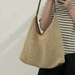 WTEMPO naiste k&auml;sitsi valmistatud kootud kott Vintage kandekott Mitmek&uuml;lgne rohust kootud kott, suure mahutavusega &uuml;hekordne &otilde;lakott 34*11*27cm parkkoor