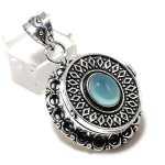 Natural Aqua Chalcedony Gemstone 925 Sterling Silver Gift Pendant 1.77 n2r01