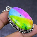 Natural Rainbow Solar Quartz Gemstone 925 Steling Silver Pendant 2.25 a4w25