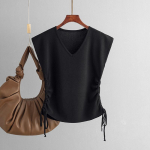 Naiste varrukateta V-kaelusega T-s&auml;rgid &Uuml;hev&auml;rviline T-s&auml;rk Naiste T-s&auml;rk T&auml;nava kudumid, r&otilde;ivad One Size