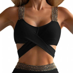 Uus Cross k&otilde;rge v&ouml;&ouml;kohaga bikiinide &uuml;hev&auml;rviline Push Up ujumistrikoo kaheosaline komplekt Moekas peo-randibikiinide ujumisriiete komplekt S must