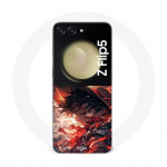 Coque Samsung Galaxy Z Flip5 One piece Luffy &eacute;nerv&eacute; art manga anime