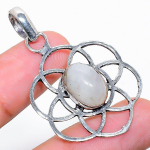 Natural Rainbow Moonstone Gemstone 925 Sterling Silver Pendant 1.85 i6n09