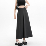 Vintage hall &uuml;likond A-line seelik naiste kevad-s&uuml;gis k&otilde;rgkooli stiilis k&otilde;rge v&ouml;&ouml;kohaga plisseeritud keskmise pikkusega seelik naiste must M hall