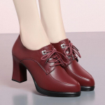 Naiste k&otilde;rged kontsad, paksud kontsad, Deep Mouth &uuml;hekordsed kingad, veekindel platvorm, ehtne nahk, mugavad kevad- ja s&uuml;gisjalatsid 35