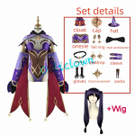 GenshinImpact Mona Cosplay Kost&uuml;&uuml;m Halloweeni karnevalipidu Seksikas Kleit Naistele T&uuml;drukutele Vormis Cosplay Parukas Kingad Aksessuaarid Riietus L-(Costume+Wig)