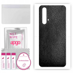 apgo Protective Skin Sticker for the back compatible with Realme X50T, Wrap Film, Foil, Vinyl - Pattern Black Leather