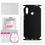 apgo Protective Skin Sticker for the back+sides compatible with Huawei nova 4e, Full Wrap Film, Foil, Vinyl - Pattern Carbon Black