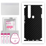 apgo Protective Skin Sticker for the back+sides compatible with Tecno Camon 15 Pro, Full Wrap Film, Foil, Vinyl - Pattern Carbon Black