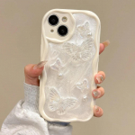 Korea stiilis armas Laser Butterfly Pearl telefoni&uuml;mbris iPhone 15 14 11 13 Pro Max 12 p&otilde;rutuskindla kaitseraua laineraami tagakaas iPhone 15Pro