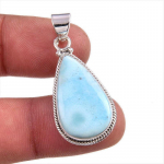 Natural Republic Larimar Kivist K&auml;sit&ouml;&ouml;na Valmistatud 925 Prooviga Tahkest H&otilde;bedast Ripats 1,5 e8r30