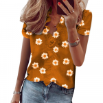 HNXC naistemood vabaaja suve lillemustriga l&uuml;hikeste varrukatega V-kaelusega pluusid ja s&auml;rgid S must