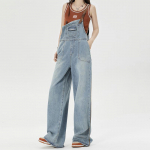 FiveFive American Vintage Denim Jumpsuit naiste k&otilde;rge v&ouml;&ouml;kohaga lahtised laiad rihmad Teksad T&auml;navar&otilde;ivad Kombinesoonid p&uuml;ksid XS must hall v&auml;rv