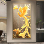 Uus hiina stiilis luksuslik kuldne f&ouml;&ouml;niksi l&otilde;uendimaal Fengshui loomapaabulind veranda elutoa sisekujunduseks ilma raamita Cuadros 60x120cm Unframed kollane