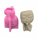 Silikoonist istutusvorm suur pea jaoks nuku lillevaasi vorm betooni tsementvaigu valuvormi jaoks Y k&auml;sit&ouml;&ouml; jaoks