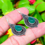 Green Onyx Gemstone Handmade 925 Sterling Silver Jewelry Earring 1.97 g2r09